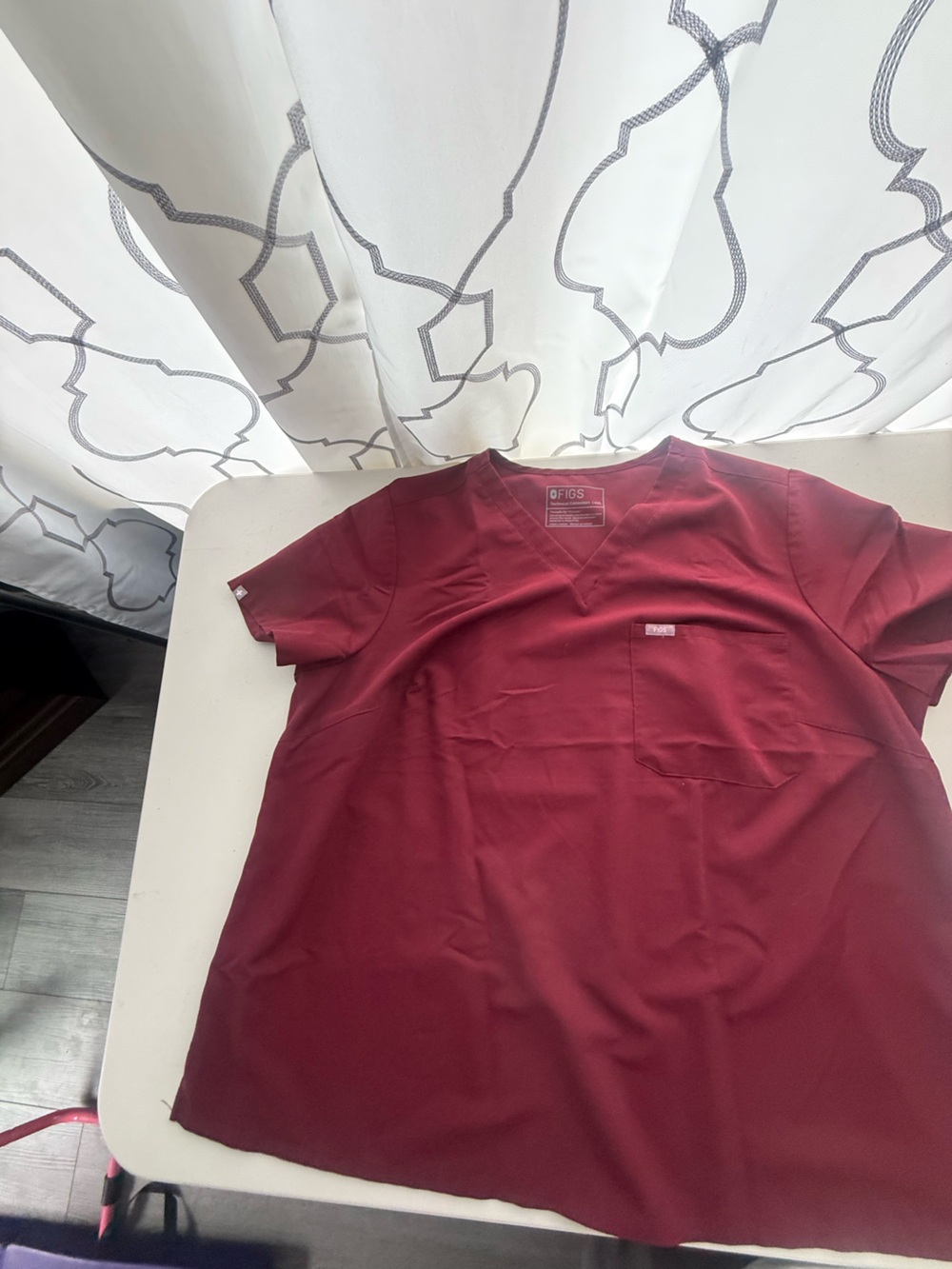 FIGS Women's Maroon V-Neck Scrub Top